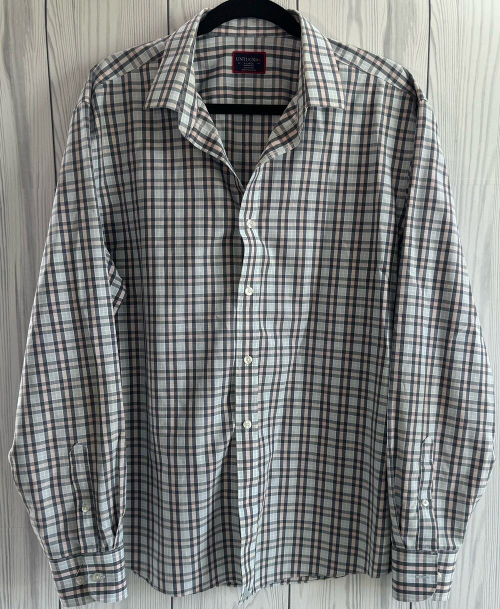 UNTUCKit Shirt Mens Size XL Multicolor Plaid Pocket LS Wrinkle Free Cotton